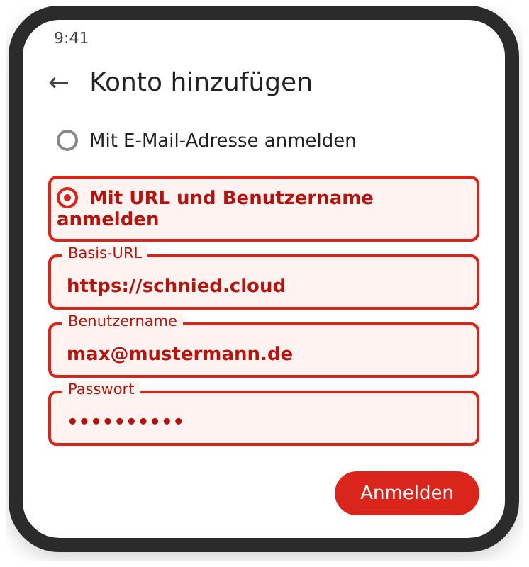 Android: DAVx⁵ Konto hinzufügen