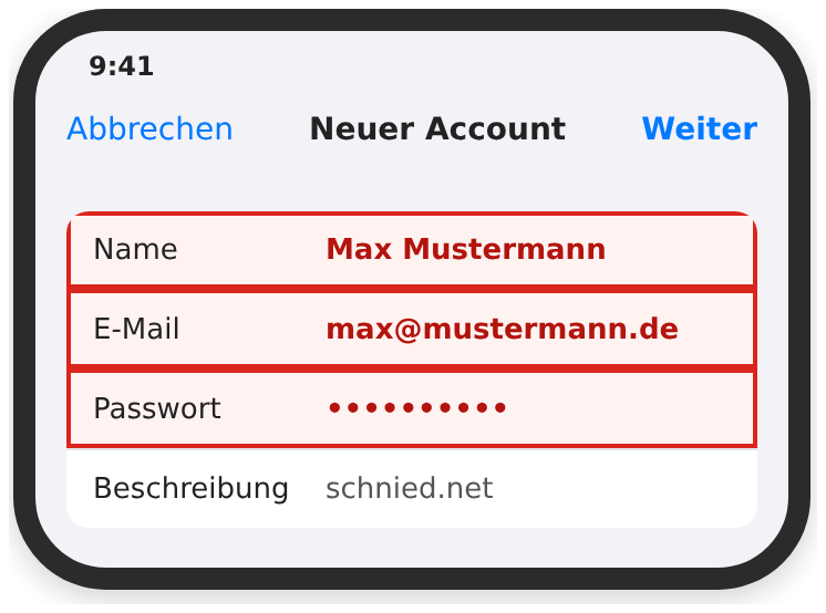 iPhone: Neuer Mail-Account