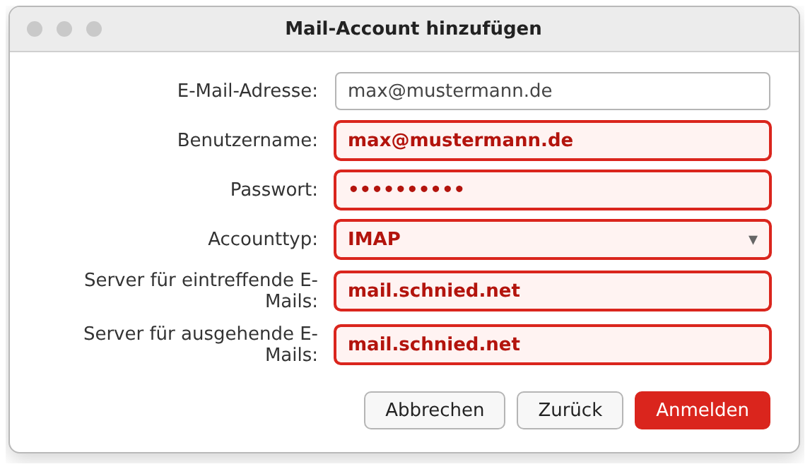 Mac: Mail-Account hinzufügen