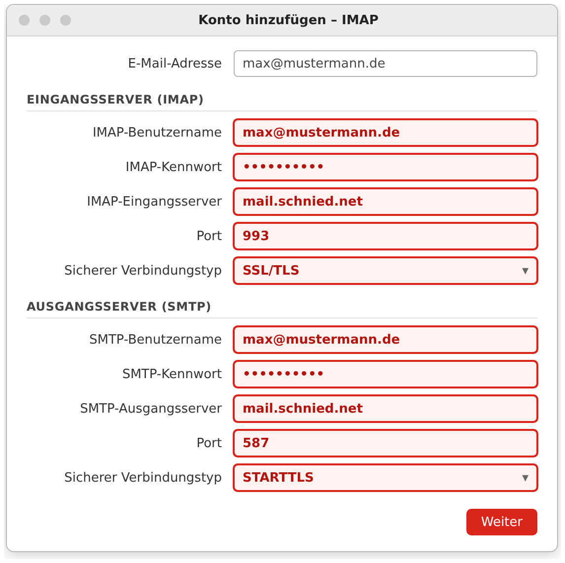 Neues Outlook: IMAP-Einstellungen